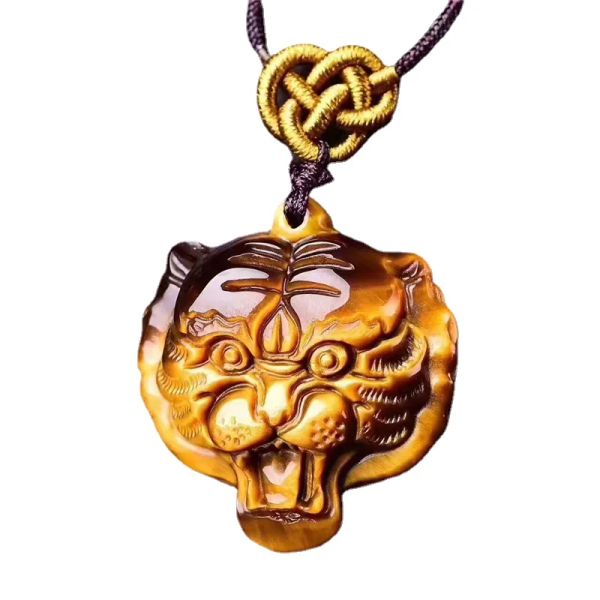 Collana naturale occhio di tigre giallo pietra giada testa di tigre ciondolo collana moda fascino gioielli amuleto fortuna regali donna uomo catena maglione
