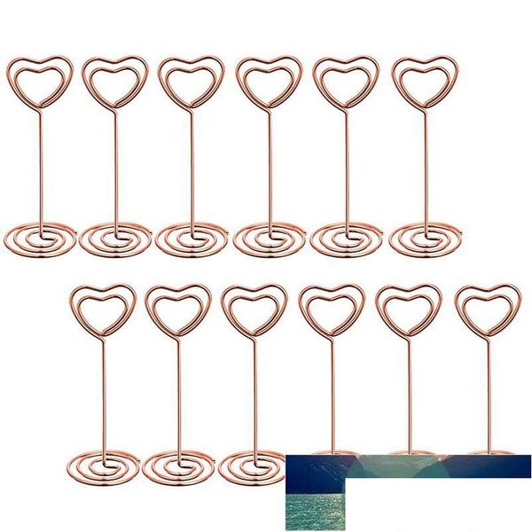 Outras ferramentas de cozinha 12 Pcs Rose Gold Heart Shape Po Holder Stands Table Number Holders Place Card Paper Menu Clips para S Drop Delivery Otzjw