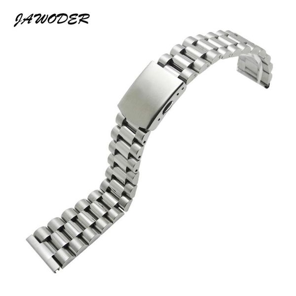 Jawoder pulseira de relógio 16 18 20 22mm puro sólido aço inoxidável polimento escovado pulseira de relógio implantação fivela pulseiras259i