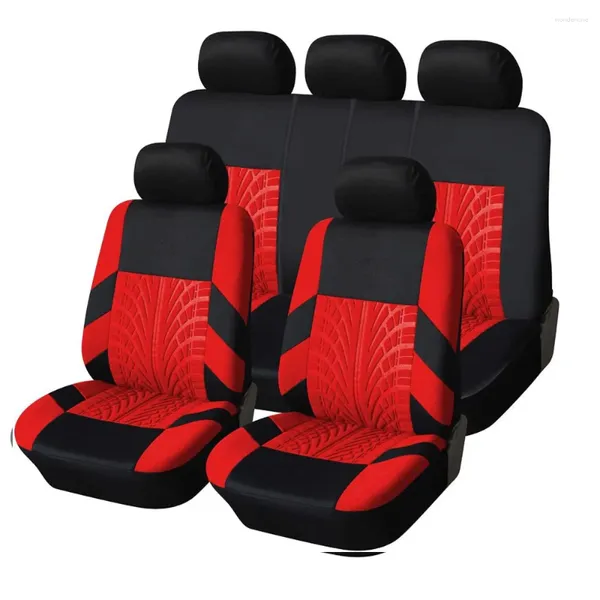 Autositzbezüge vorne, rot, kompletter Satz, schwarz, universeller Polyester-Automobilbezug