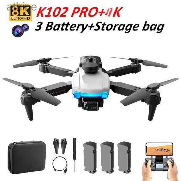 Drones K102 PRO Drone 8K HD Câmera Dupla Posicionamento de Fluxo Óptico Luzes LED 360 Rolo Quatro Eixos Aeronaves Aéreas UAV RC Quadcopter YQ240129