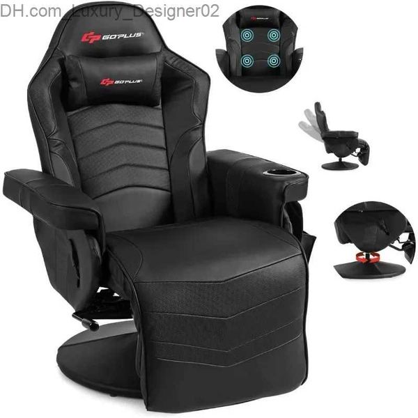 Andere Möbel POWERSTONE Gaming-Liegestuhl, Massage-Gaming-Stuhl mit Fußstütze, ergonomisches PU-Leder-Einzelsofa mit Getränkehalter-Kopfstütze Q240129