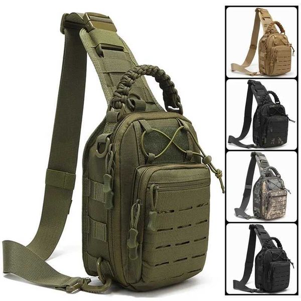 Sacos de caminhada Bolsa de ombro tática militar Sling Mochila 900D Oxford Homens Bolsa de peito ao ar livre Escalada Camping Pesca Trekking Molle Bolsa militar YQ240129