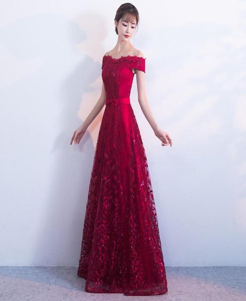 Abito da sposa da sera da sposa rosso Qipao lungo abito da ballo principessa abito sexy cheongsam cinese 2017 abiti tradizionali autunnali8333992