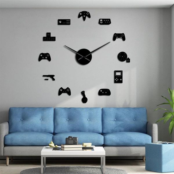 Controller di gioco Video Orologio da parete gigante fai-da-te Gioco Joystick Adesivi Gamer Wall Art Video Gaming Segni Camera da letto del ragazzo Game Room Decor Y2364