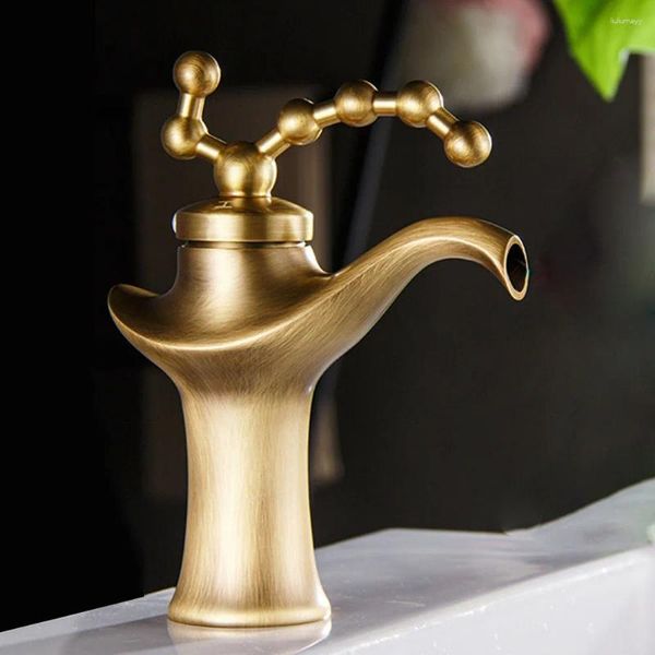 Rubinetti per lavandino del bagno Rubinetto speciale per lavabo basso antico in ottone e lampada magica grigia a pistola retrò fredda