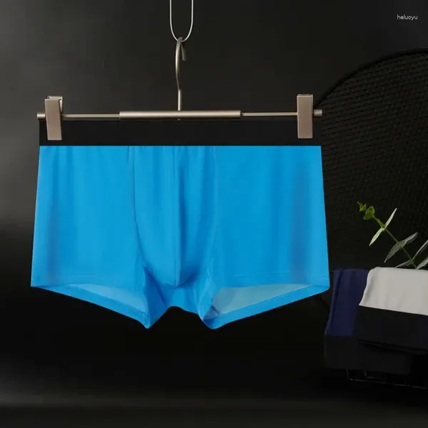 Unterhosen Männer Unterwäsche Nahtlose Eis Seide Boxershorts Sommer Dünne Höschen Männliche Einfarbig Transparent Bikini