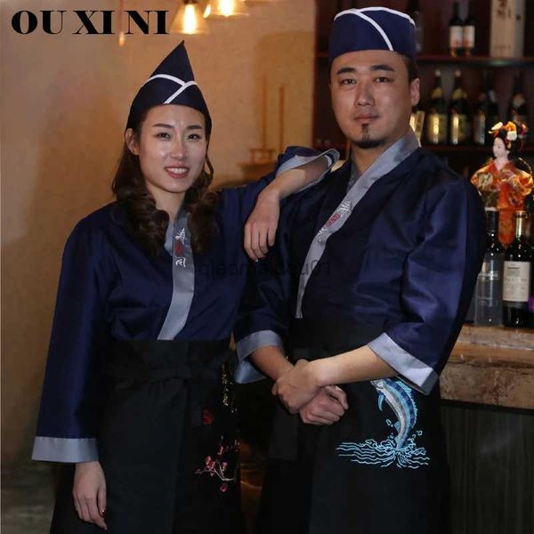Outros Vestuário Sushi Chef Uniforme Cozinha Japonesa Avental e Chapéu Camisa de Cozinheiro Jaqueta de Cozinha de Hotel Churrasco Coreano Restaurante Garçom Roupas de Trabalho