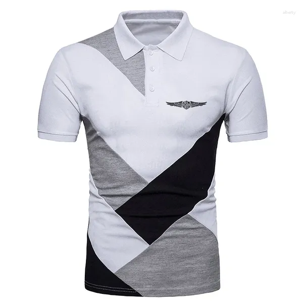 Herren Polos Goldwing GL1500 2024 Frühling und Sommer Männer Spleißen Poloshirt Harajuku Stil Turndown Kragen Knopf Kurzarm Revers T-Shirt