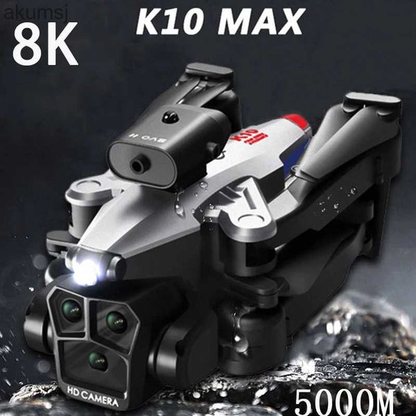 Droni Nuovo K10Max RC Drone 8K Tre telecamere Evitamento intelligente degli ostacoli a quattro vie Flusso ottico pieghevole Hover Quadcopter UVA YQ240129