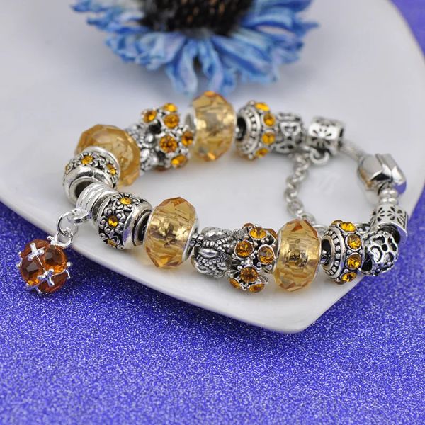Bracciali PC2 Bracciale con amuleti blu (madre figlio) Braccialetti con ciondoli a fiori di perle di vetro di alta qualità DZ