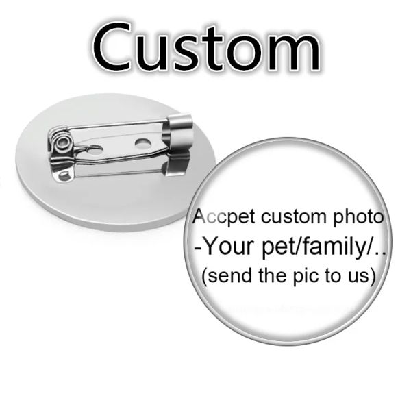 Broschen 100 Stück im Großhandel, personalisieren Sie benutzerdefinierte Brosche mit Foto-Logo, individuell gestaltetes Foto-Geschenk für Familie, Jahrestag, Kragen, 25 mm/30 mm Pins