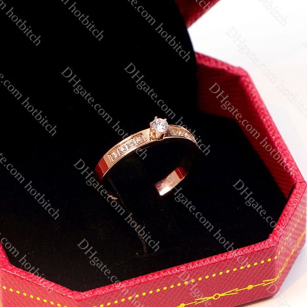 Anelli di diamanti di design con anello in oro rosa di lusso per le donne Anello di fidanzamento da donna di alta qualità Regalo di gioielli squisiti con scatola all'ingrosso