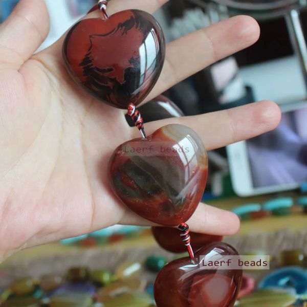 Lucite 7 pezzi, perline sfuse a forma di cuore di agate da sogno naturali 4042x4244mm, per la creazione di gioielli fai da te, ciondolo, collana