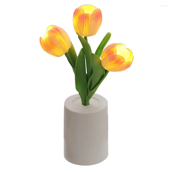 Nachtlichter, Simulation Tulpen-Tischlampe, batteriebetrieben, Nachttisch-Atmosphärenlicht, Blumen-Schlafzimmer für Innendekoration, Geschenke