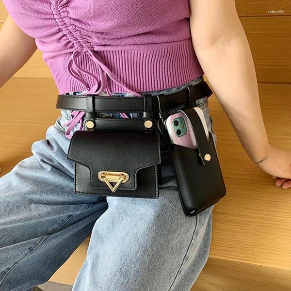 Bel çantaları kadın kemer çantası lüks tasarımcı taktik kadın deri flep fanny paketi omuz crossbody göğüs çantası