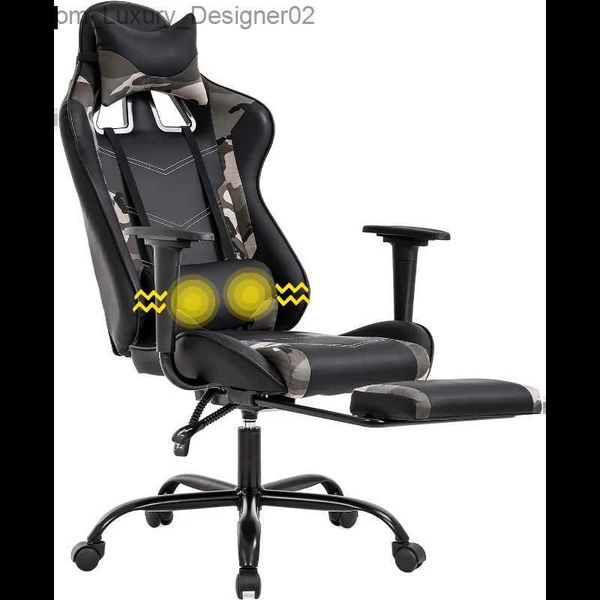 Andere Möbel Gaming Stuhl Racing Büro Ergonomischer Schreibtisch Massage PU Leder Liege PC Computer mit Lendenwirbelstütze Kopfstütze Q240129