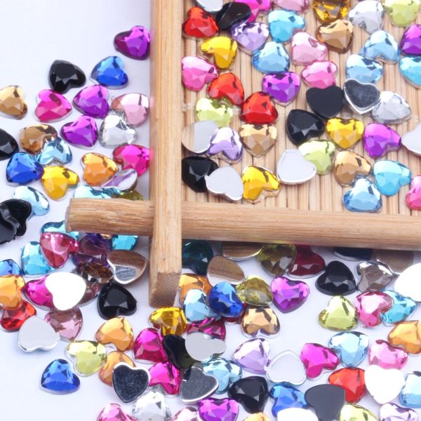 Cloisonne formato de coração 6mm 10000 peças strass acrílico parte traseira plana facetas muitas cores para unhas arte cola em contas faça você mesmo jóias