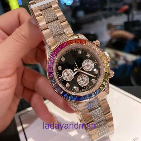 ZF Factory Made Designer Roless Brand Watch Colored Diamond Rainbow Movement Precision Steel Watch Calender Woche Minute Sekunde mit Originalbox Pyj