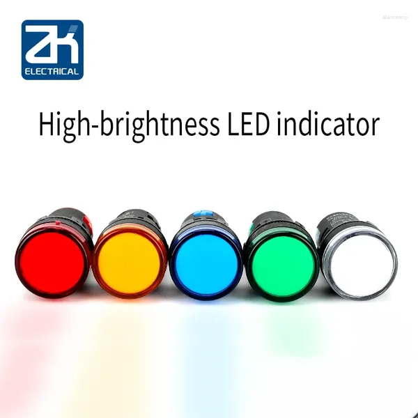 Controllo domestico intelligente 10 pezzi Indicatore luminoso di segnale di alimentazione LED ad alta luminosità AD16-22DS 220 V 12 V 24 V Rosso e verde Diametro 22 mm