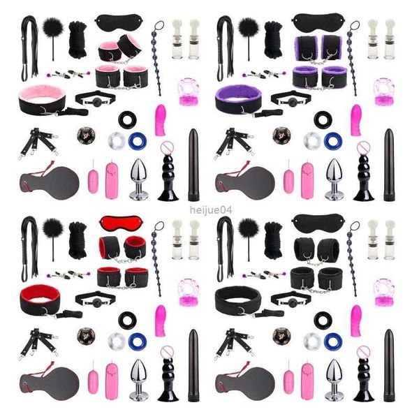 Bondage Sesso esotico BDSM Giocattoli Peluche Bondage sexy Bundle Kit di ritenuta Bavaglio Frusta Giocattoli del sesso U1JD