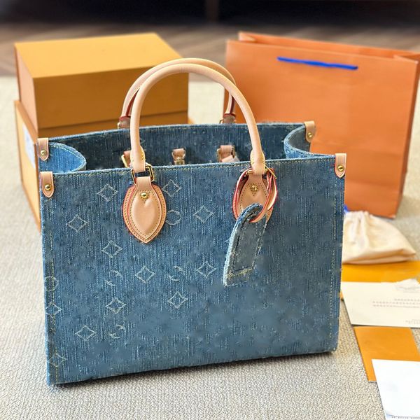 TOTES ON GO Tasarımcı Kadın Tote Çanta Resort 24 Yüksek Kaliteli Denim Alışveriş Çantası Büyük Kapasite Çantası Moda Bayanlar Omuz Çantası