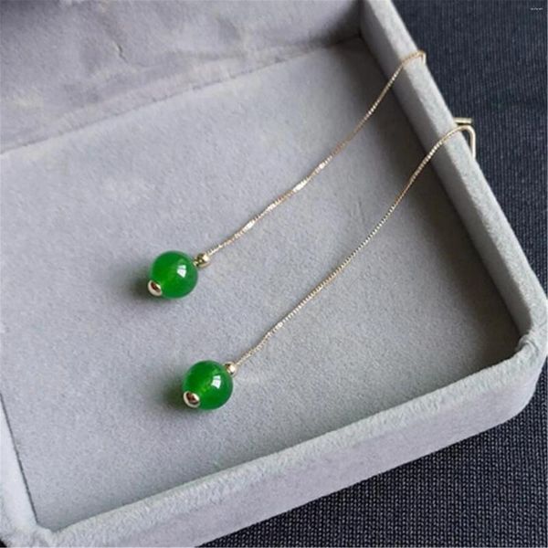 Brincos pendurados um par de pedras preciosas de jade crisoprase diy 18k joias de gancho de orelha de luxo mulheres para ela simples