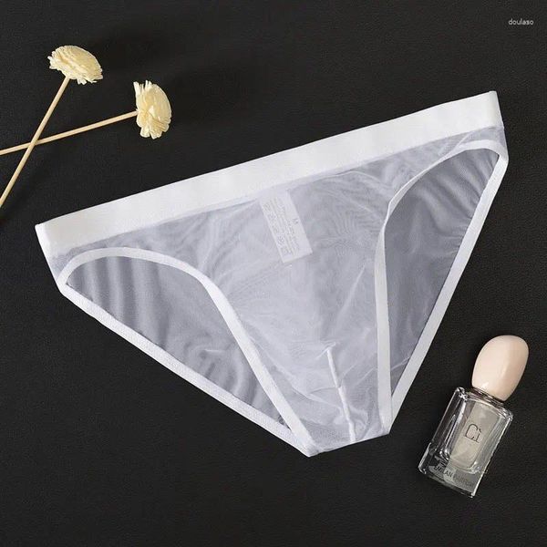 Unterhosen Sexy Volltransparente Herren-Mesh-Unterwäsche Ultradünne atmungsaktive Eisseide Nahtlose Slips Männer Männlich