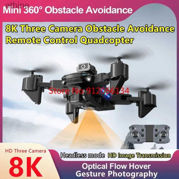 Droni 8K Evitamento ostacoli 3 Telecamera Telecomando Drone 2.4G Flusso ottico Traiettoria Volo Senza testa WIFI FPV RC Drone Quadcopter YQ240129