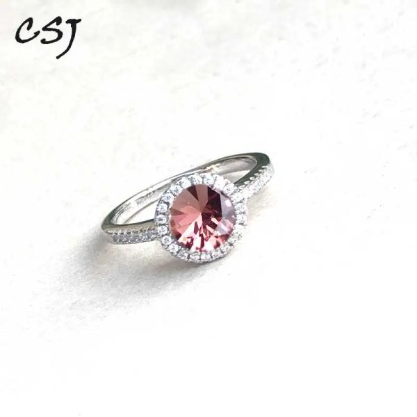 Anéis CSJ Clássico Zultanite Anel Sterling 925 Prata Redondo 6mm Criado Sultanite Fine Jewelry Mulheres Senhora Presente de Festa de Casamento