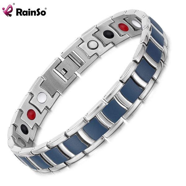 Pulseiras pulseiras de aço inoxidável para homens homens pintam assado azul homme cuidados de saúde pulseira magnética Viking presentes para chuva unissex