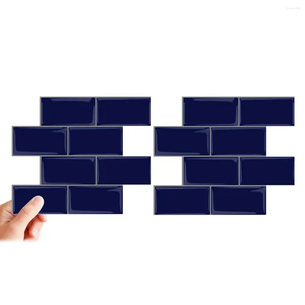 Wallpapers casca e sticktiles tijolo estilo impermeável papel de parede 3d telhas azul mosaico adesivos cozinha backsplash decoração de casa