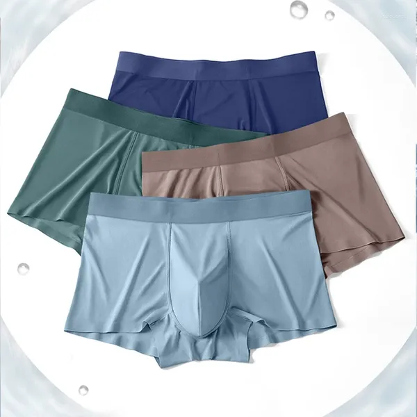 Unterhosen Herrenhöschen 4 Stück Sexy Unterwäsche für Männer Slips Man Ultra Thin Ice Silk Slips Komfort und Atmungsaktivität