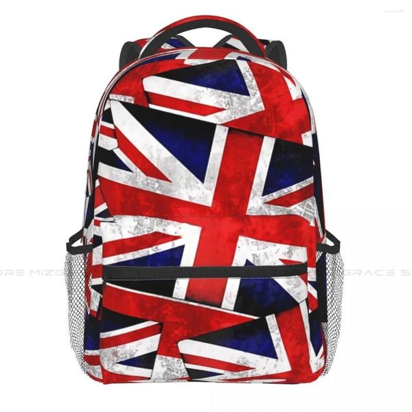 Sırt çantası Union Jack British England İngiltere İngiltere Backpacks Sıras Baskı Öğrenci Okul Çantası Kadın Erkek Seyahat Çantaları Dizüstü Dirok