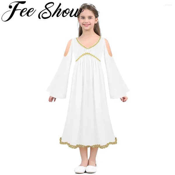 Vestidos da menina crianças meninas deus grego romano cosplay traje de dança de halloween vestir-se role play festa de fadas carnaval longo