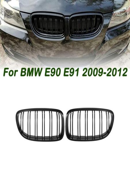 Новый вид, автомобильная решетка, передняя глянцевая 2-линейная двойная планка для BMW 3 серии E90 E91 2009 2010 2011 2012, стайлинг автомобиля8608410