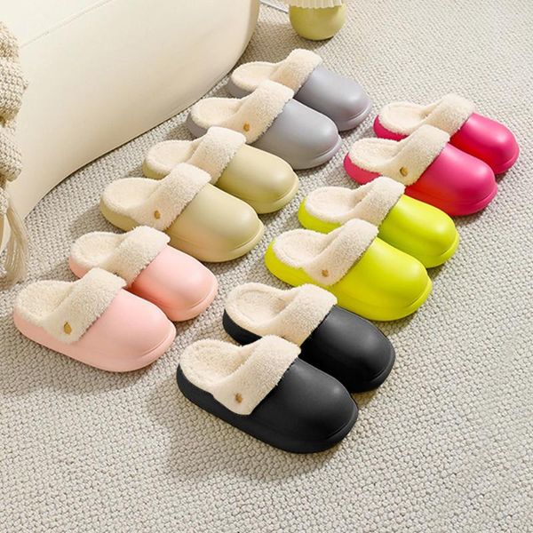 Pantofole Uomo Donna Casa Impermeabile Peluche Casa Rimovibile Pad Fuzzy Caldo Per L'inverno Interni Ed Esterni