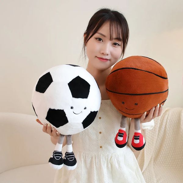 Legal sorriso basquete futebol anime boneca brinquedo de pelúcia bola bonito macio plushie travesseiro carro casa kawaii quarto decoração interior crianças presente 240119
