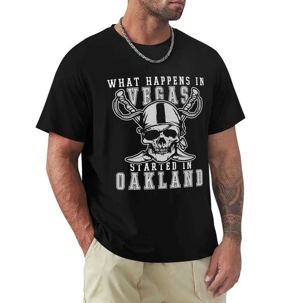 Magliette da uomo What Happens In Vegas Started In Oakland T-shirt da calcio abiti vintage Camicette magliette da uomo in cotone