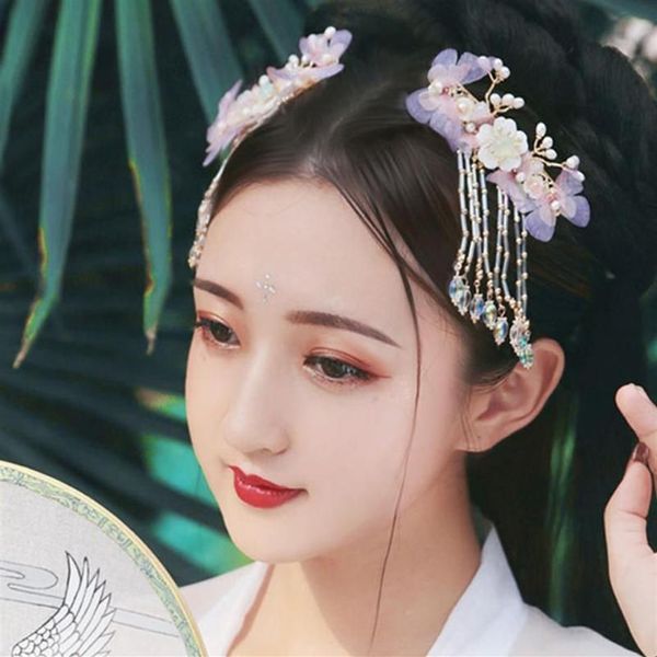 Accessori per fiori per capelli con farfalla antica cinese Decorazione per fermagli per capelli con fiori Prodotti cosplay principessa per ragazze Bambini 179g