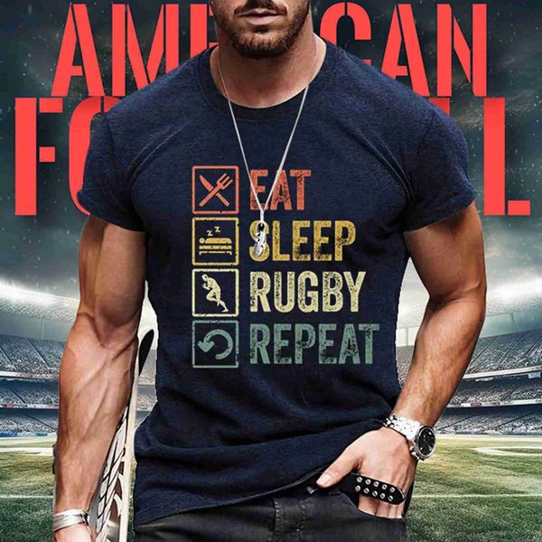 T-shirt da uomo Tifosi di football americano Maglietta da regalo sportiva Maglietta vintage da giocatore di rugby Sport Maglietta da fitness per ragazzi retrò Sport streetwear larghi