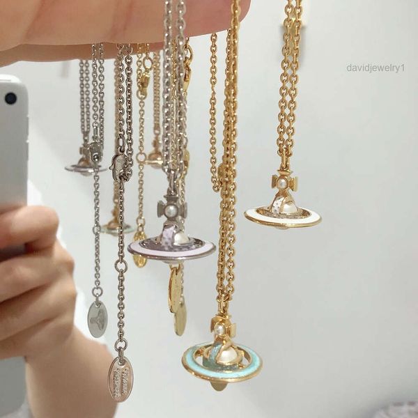 collana viviane viven westwoods collana di design per donna pianeta satellite New Western Empress Dowager 3d Saturn Collana smaltata Ufo Planet Cl