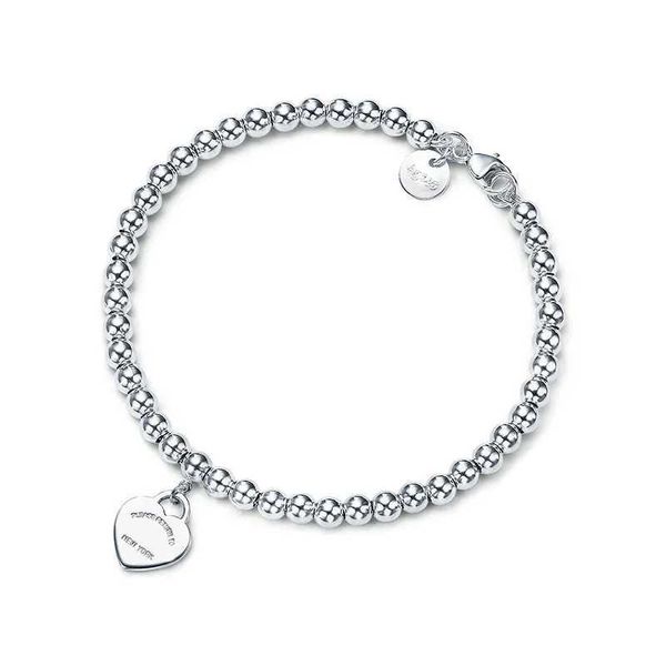 Popolare argento 4 mm perline tonde braccialetto a forma di placcatura inferiore più spessa Boudoir commemorativo moda glamour gioielli 7HTS 7HTS