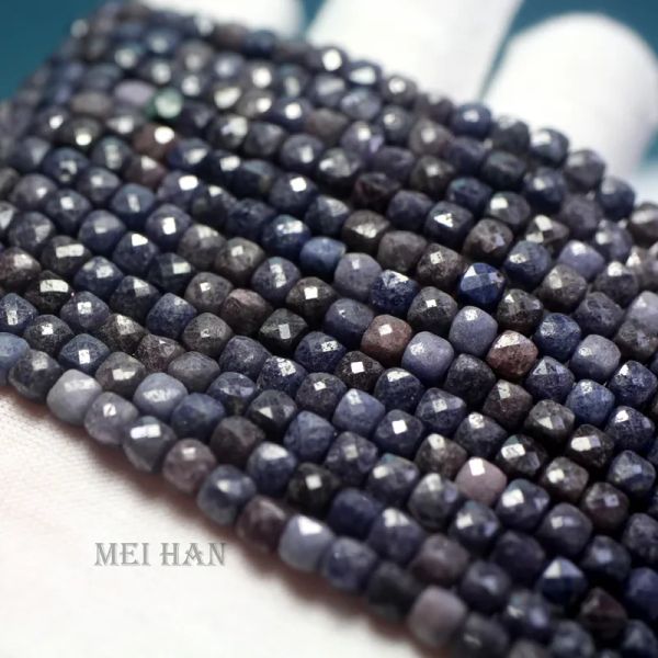 Legierung Meihan Großhandel Natürliche Blaue Saphir 4,5mm Facettierte Würfel Lose Perlen Für Schmuck Machen Design DIY