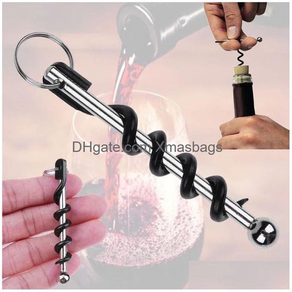 Apriscatole Mini apribottiglie multifunzione in acciaio inossidabile con anello portachiavi vini rossi utensili da cucina per picnic inventario all'ingrosso Drop D Dhqma