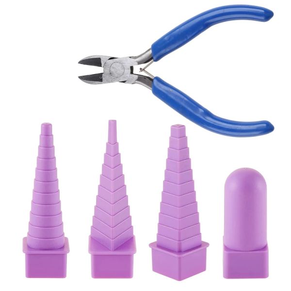 Equipamentos 5 Pçs/set Mandris Roxo Ponta de Nylon Alicate de Nariz de Corrente para Fazer Jóias Triângulo Oval Redondo Ferramenta de Embrulho de Fio Quadrado