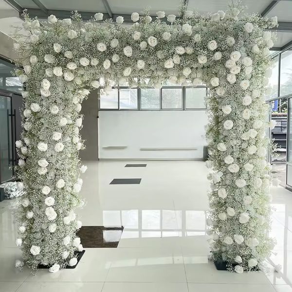 fiori con supporto) Cancello d'ingresso per matrimoni di alta qualità finto fiore di ciliegio bianco sfondo ad arco fiore di seta runner da tavolo per fiori nuziali