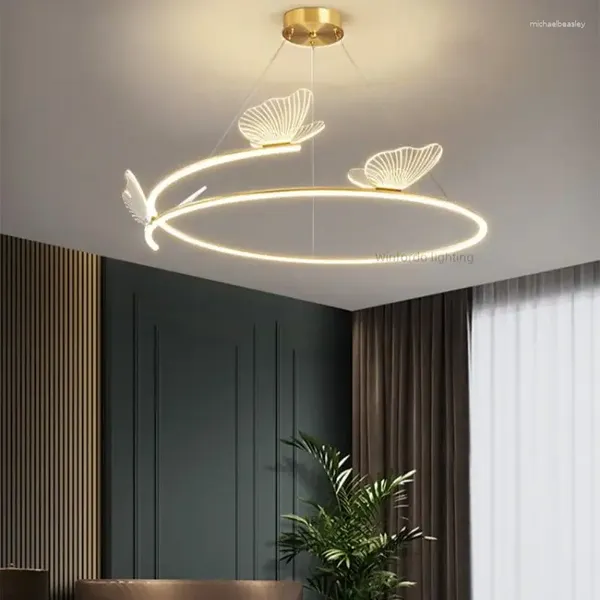 Kronleuchter 2024 Kreative Mode Einfache Moderne Esszimmer Wohnzimmer Kronleuchter Schmetterling Dekoration Schlafzimmer LED Linie Runde Licht