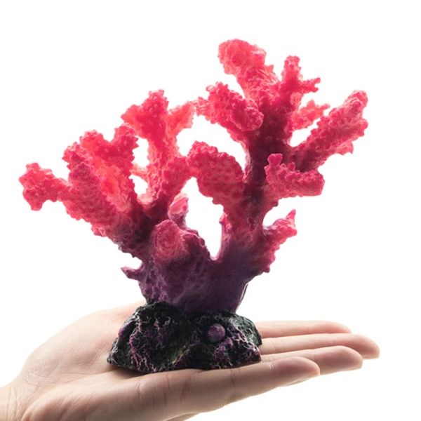 Aquários Aquários Ornamentos de coral Polirresina Decoração de coral Diy Decoração de tanques de peixes Red Resina artificial de coral Casa de peixes para dormir
