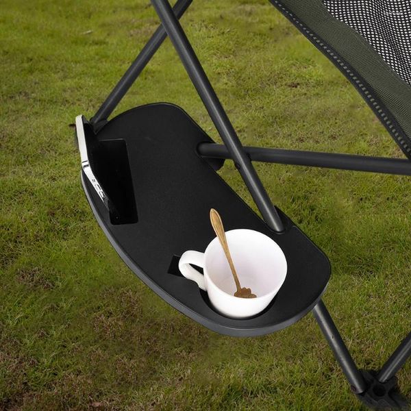 Camp Furniture Liege-Beistelltisch mit Handy-Steckplatz, Clip-on-Stuhl, multifunktionales Ablagefach, tragbar für Rasen, Terrasse, Pool